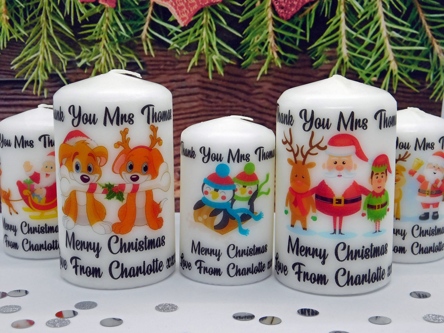 PERSONALISED THANK YOU TEACHER CHRISTMAS CANDLE (5 DESIGNS) P025