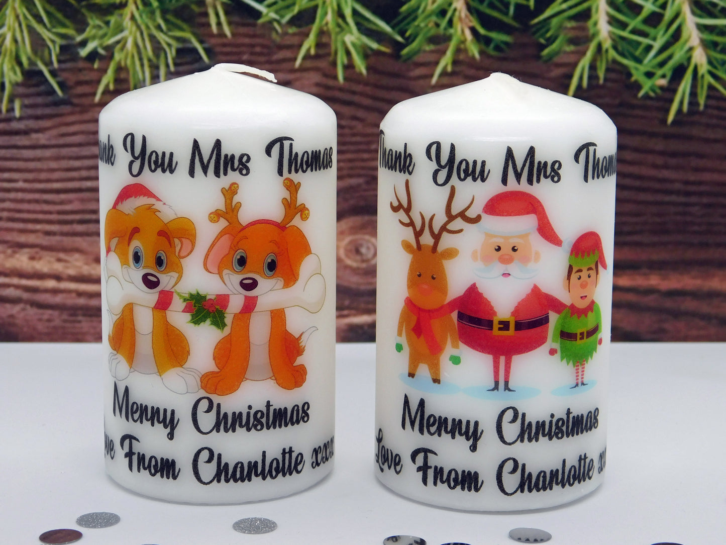 PERSONALISED THANK YOU TEACHER CHRISTMAS CANDLE (5 DESIGNS) P025