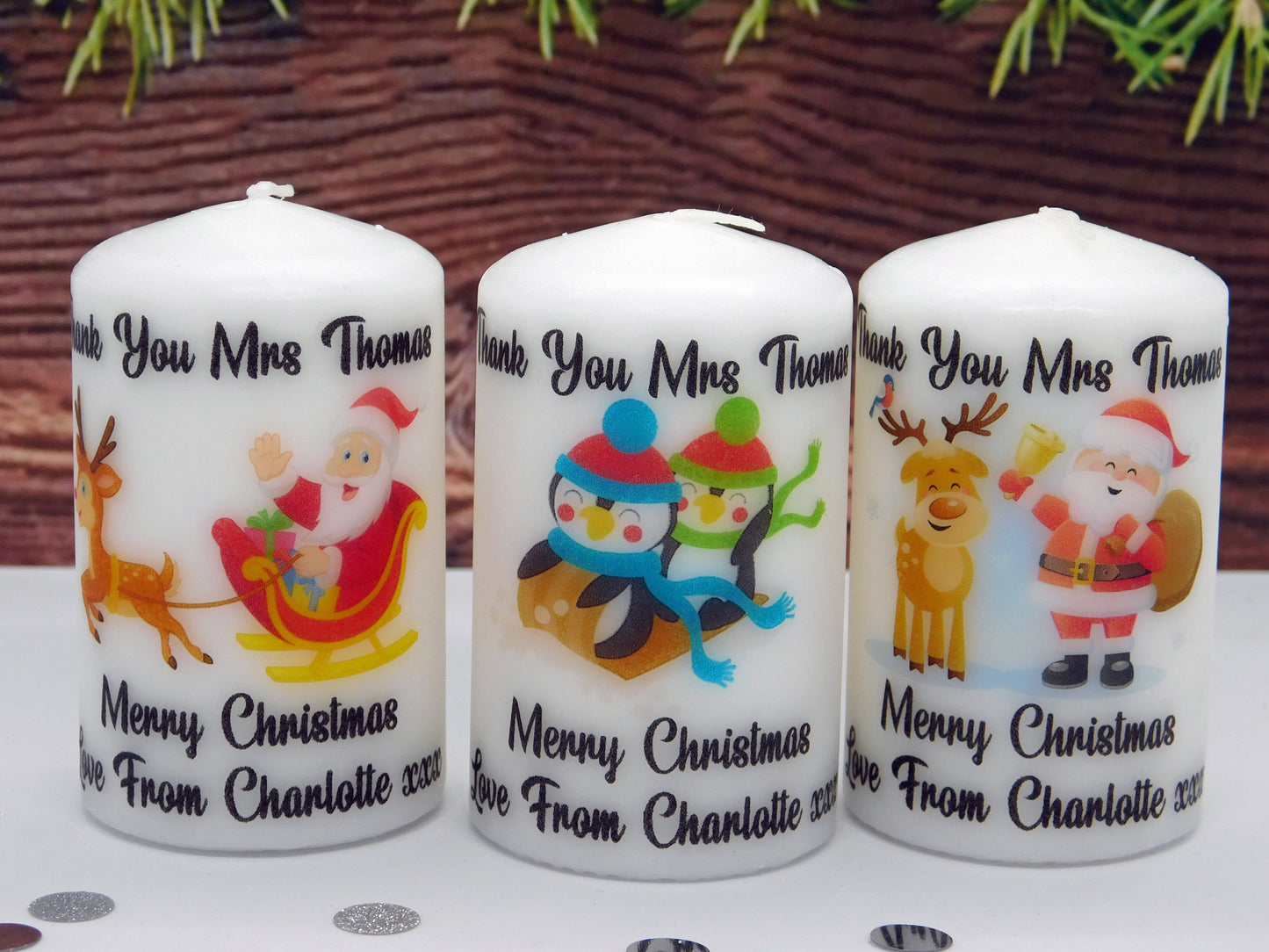 PERSONALISED THANK YOU TEACHER CHRISTMAS CANDLE (5 DESIGNS) P025