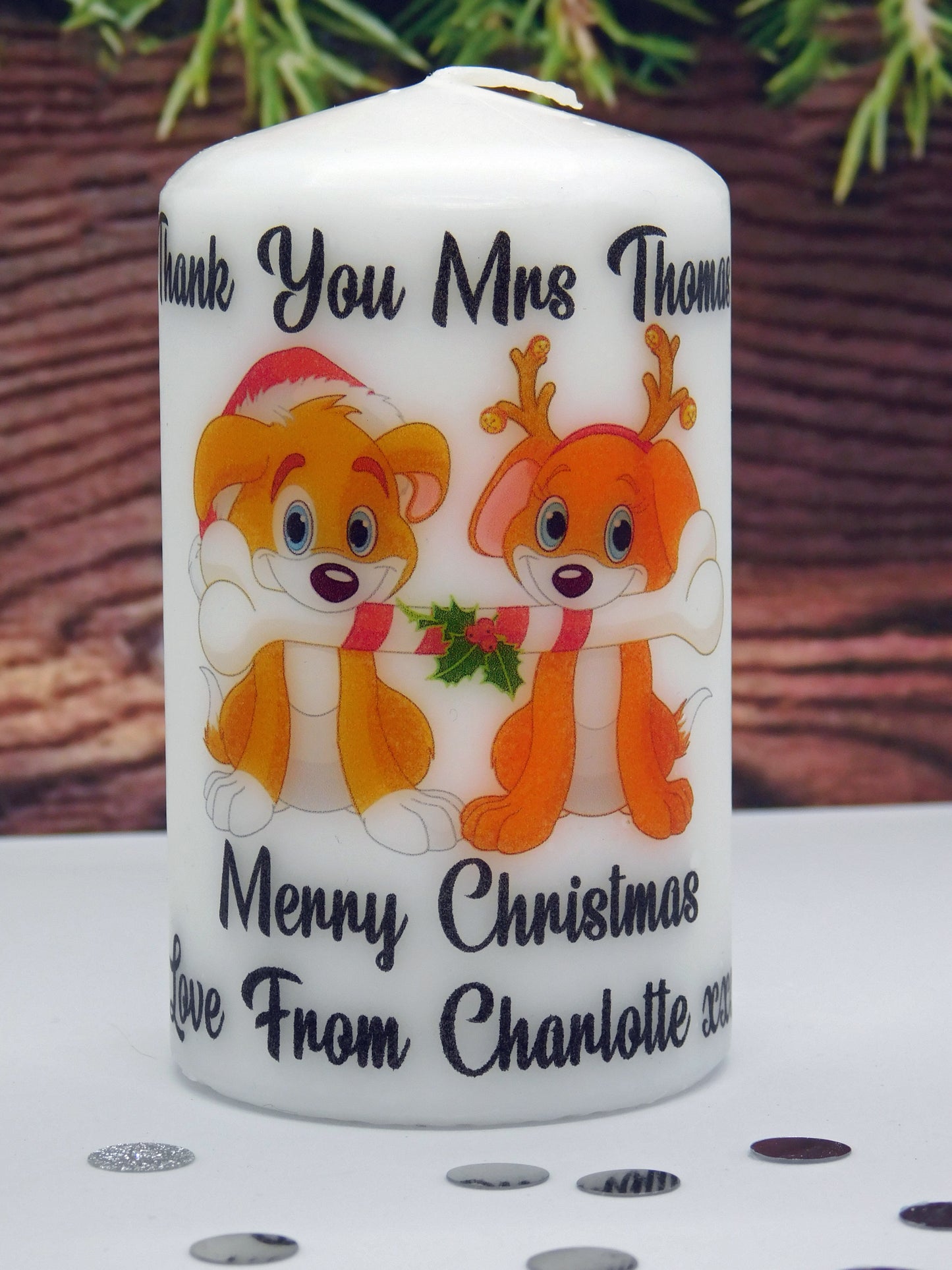 PERSONALISED THANK YOU TEACHER CHRISTMAS CANDLE (5 DESIGNS) P025