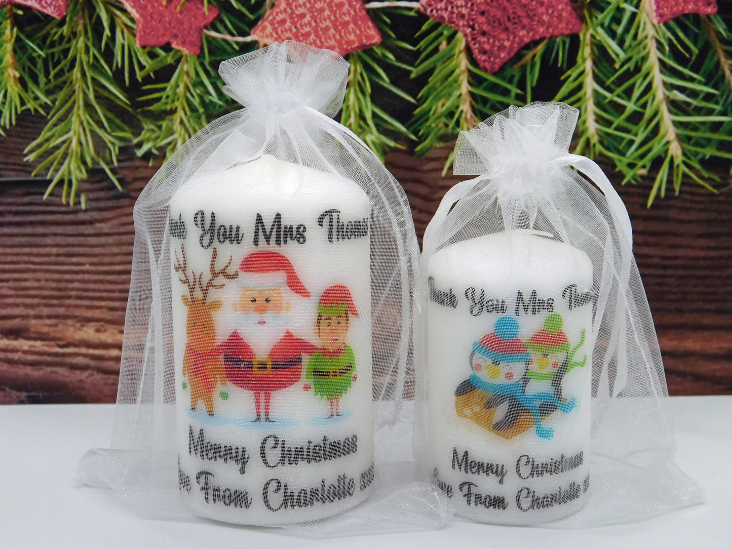PERSONALISED THANK YOU TEACHER CHRISTMAS CANDLE (5 DESIGNS) P025