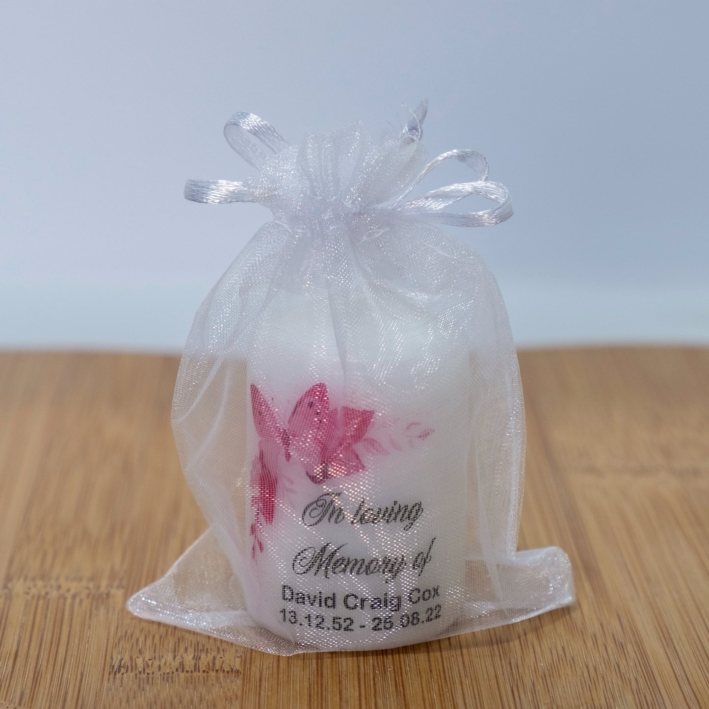 PERSONALISED PK10 6CM MEMORIAL BUTTERFLY CANDLES M043