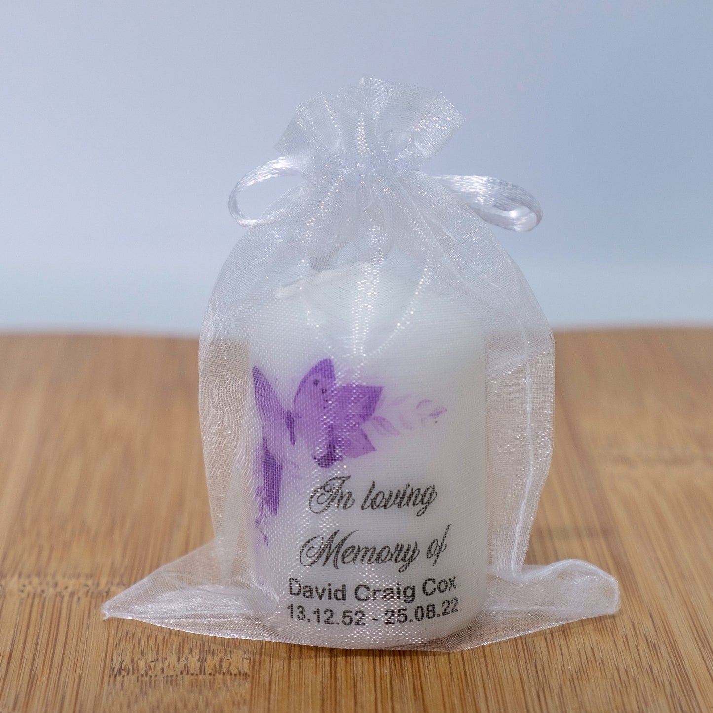 PERSONALISED PK10 6CM MEMORIAL BUTTERFLY CANDLES M043