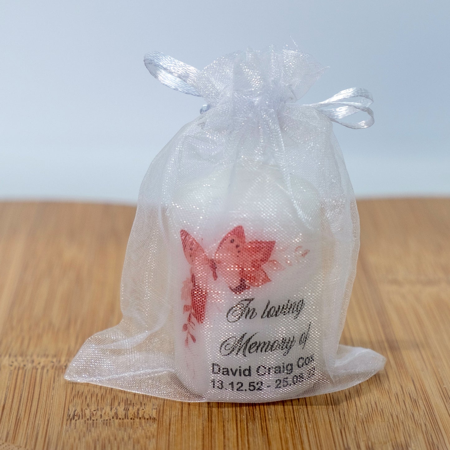 PERSONALISED PK10 6CM MEMORIAL BUTTERFLY CANDLES M043
