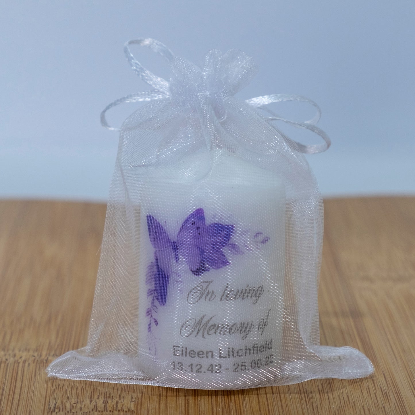 PERSONALISED PK10 6CM MEMORIAL BUTTERFLY CANDLES M043