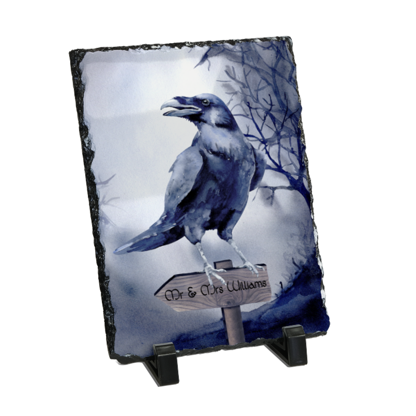 PERSONALISED 15CM X 20CM RAVEN WEDDING ROCK SLATE SL006