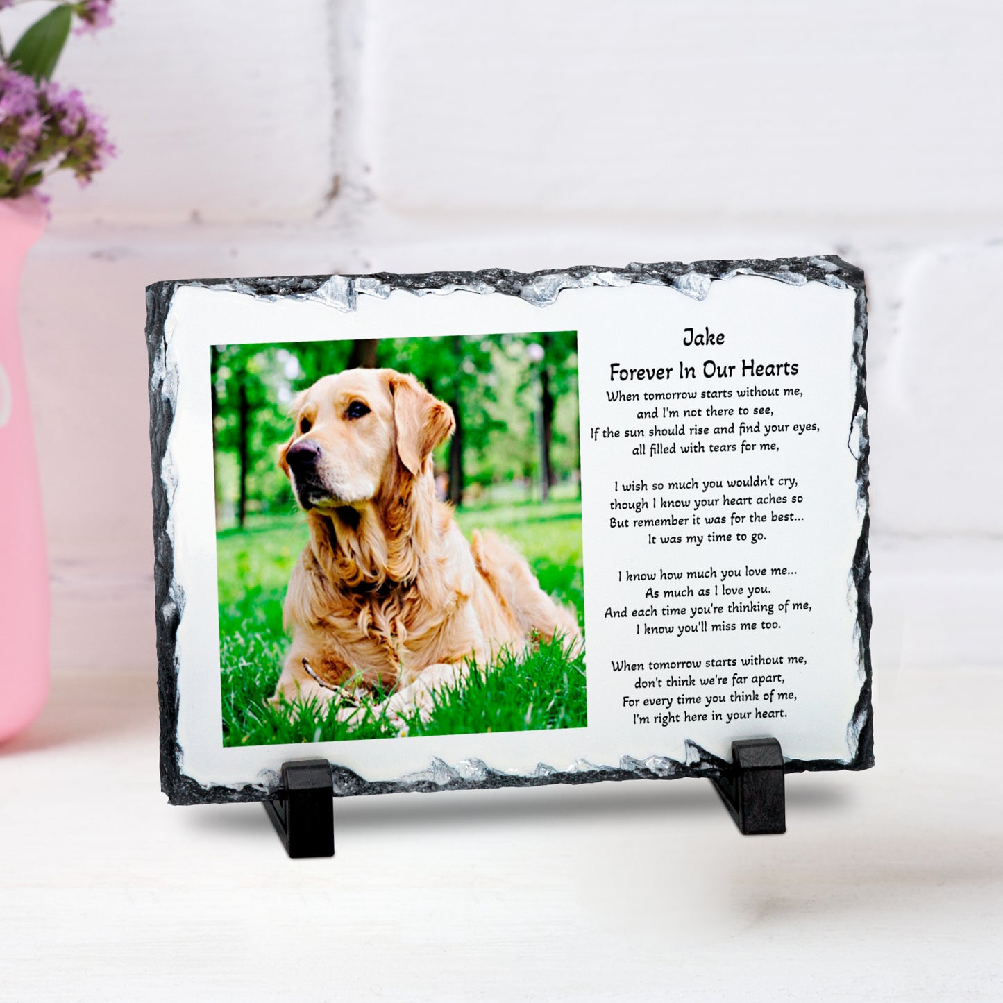 PERSONALISED 14CM X 19CM PET REMEMBRANCE PHOTO SLATE SL022