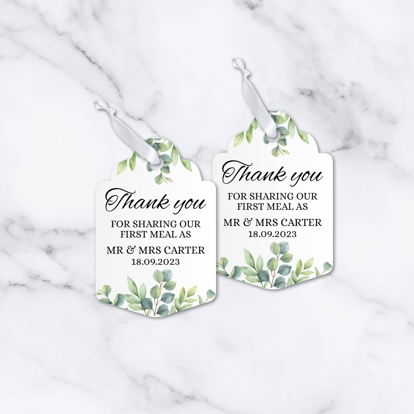PERSONALISED WATERCOLOUR FOLIAGE WEDDING TAGS PK12