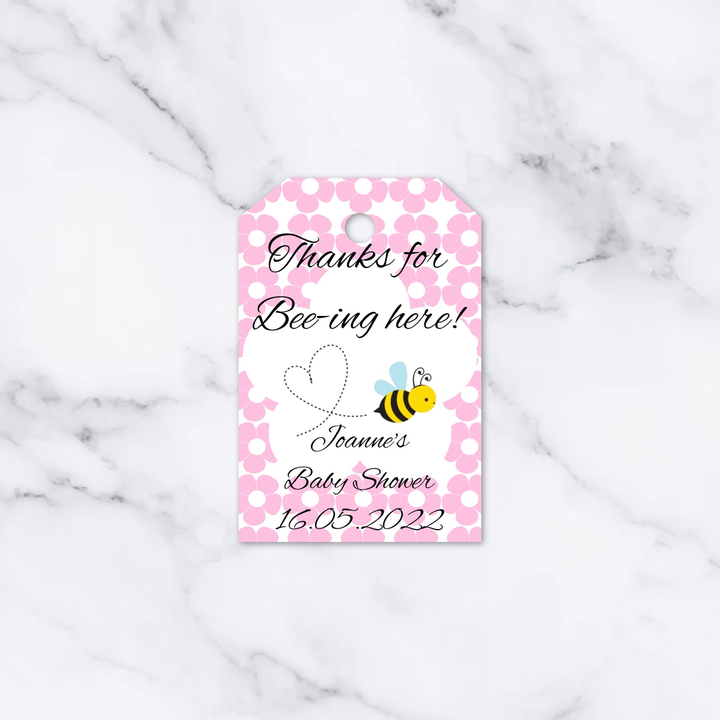 PERSONALISED PK15 BABY SHOWER BEE TAGS T012