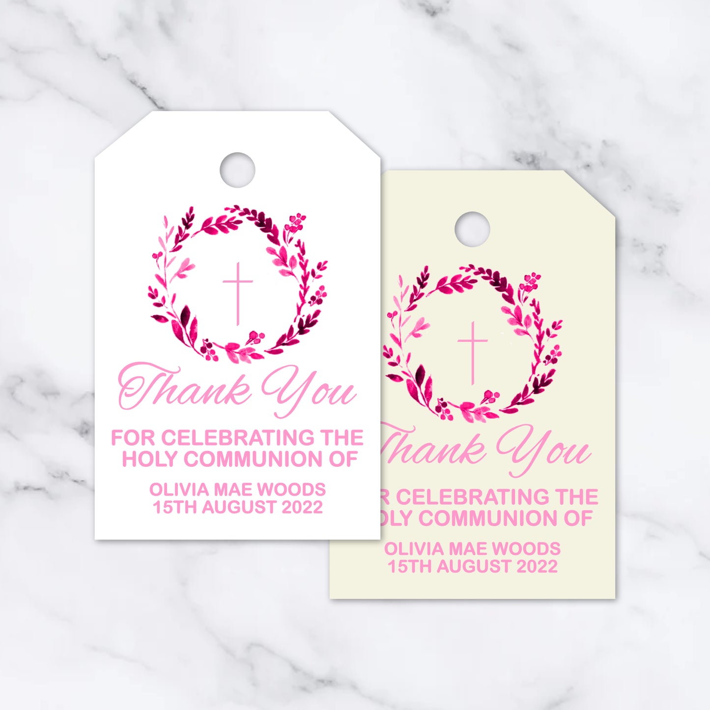 PERSONALISED PK15 BAPTISM, CHRISTENING, HOLY COMMUNION TAGS T025
