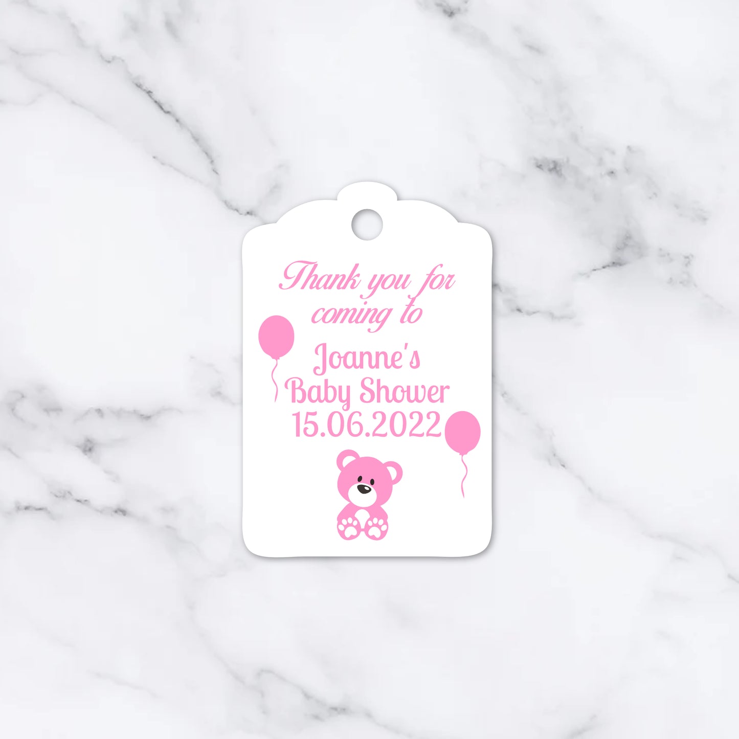 PERSONALISED PK15 TEDDY BEAR BABY SHOWER TAGS T018
