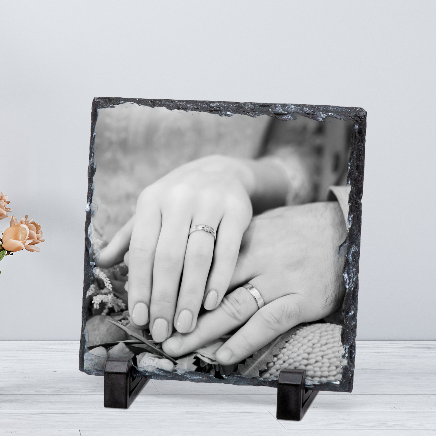 PERSONALISED WEDDING PHOTO SLATE 19CM X 19CM