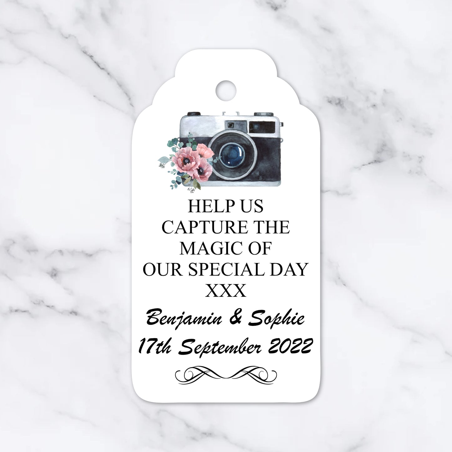 PERSONALISED PK10 RETRO STYLE CAMERA TAGS T049