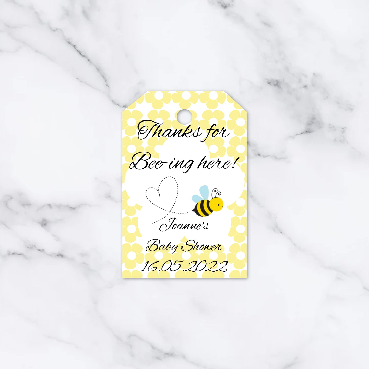 PERSONALISED PK15 BABY SHOWER BEE TAGS T012