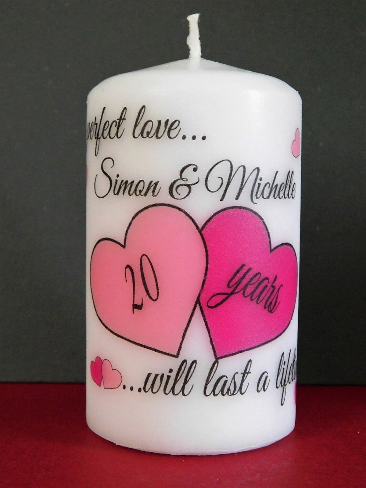 PERSONALISED ANNIVERSARY HEARTS PILLAR CANDLE P002