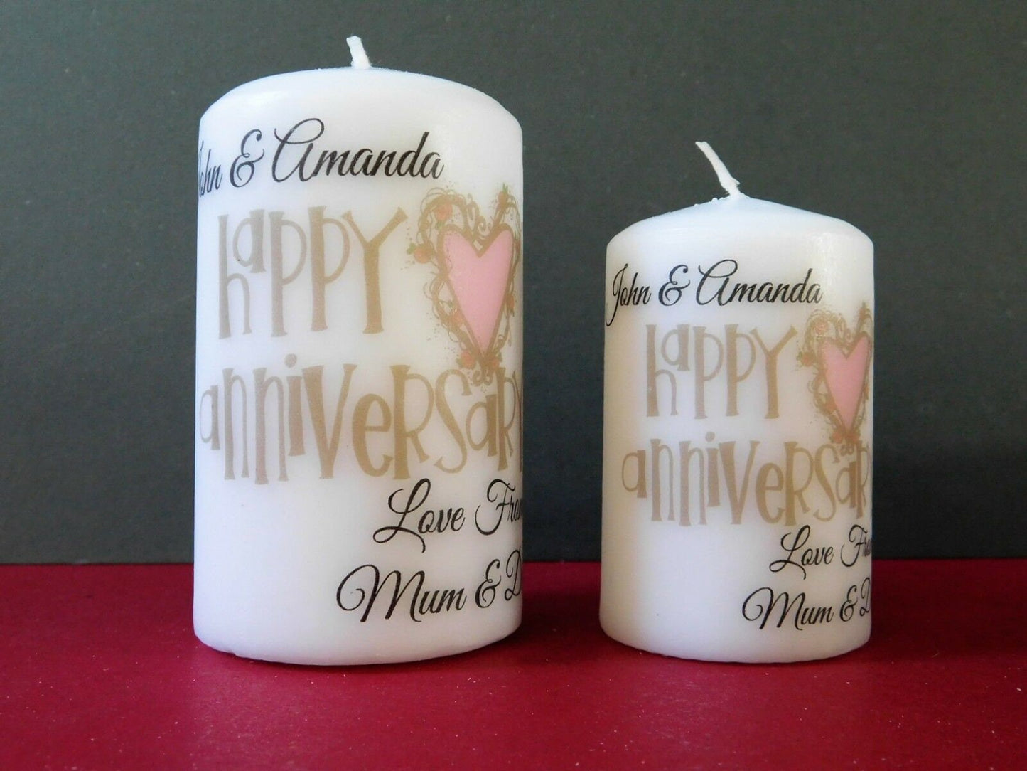 PERSONALISED VINTAGE ANNIVERSARY PILLAR CANDLE P003