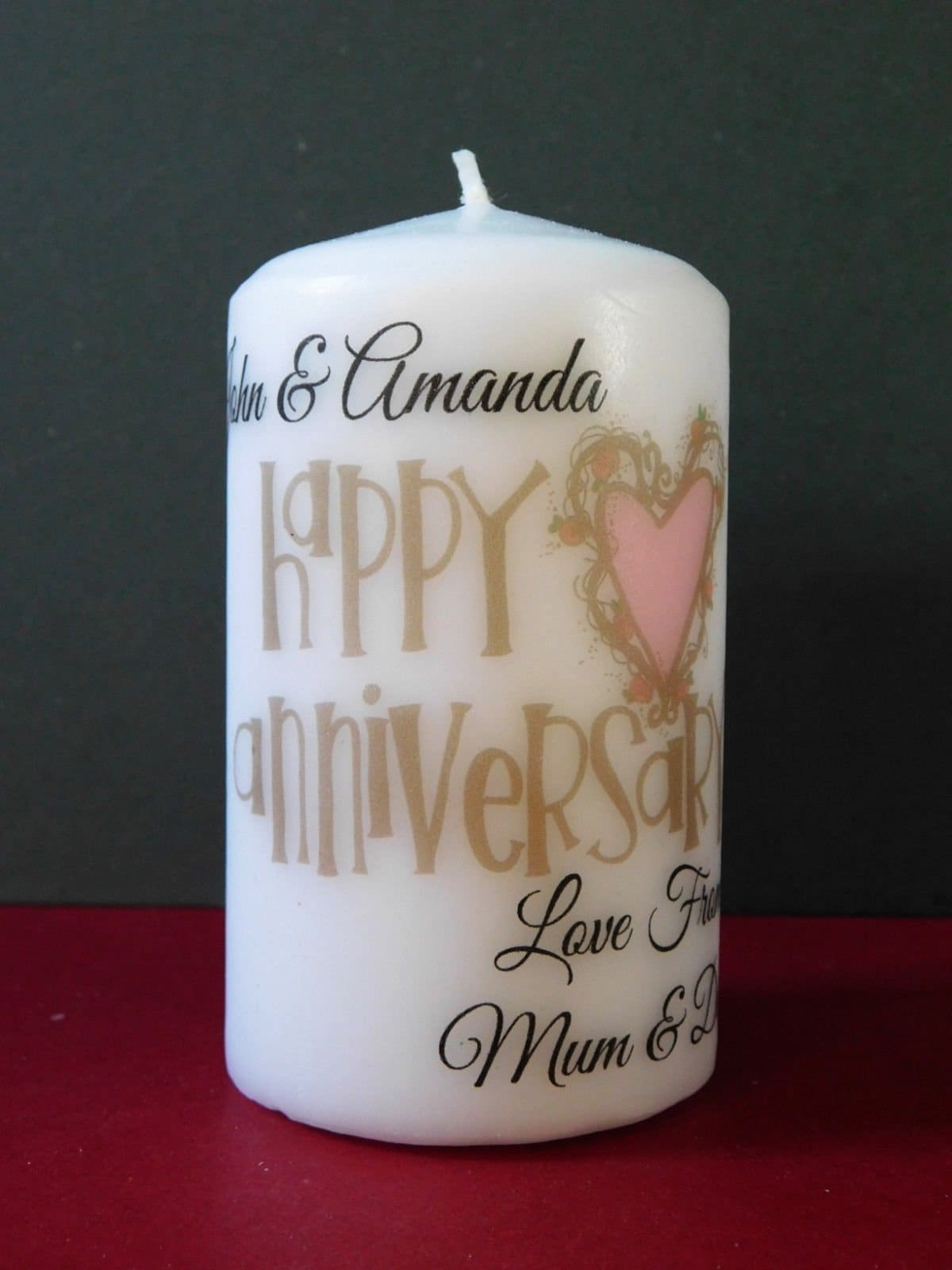 PERSONALISED VINTAGE ANNIVERSARY PILLAR CANDLE P003
