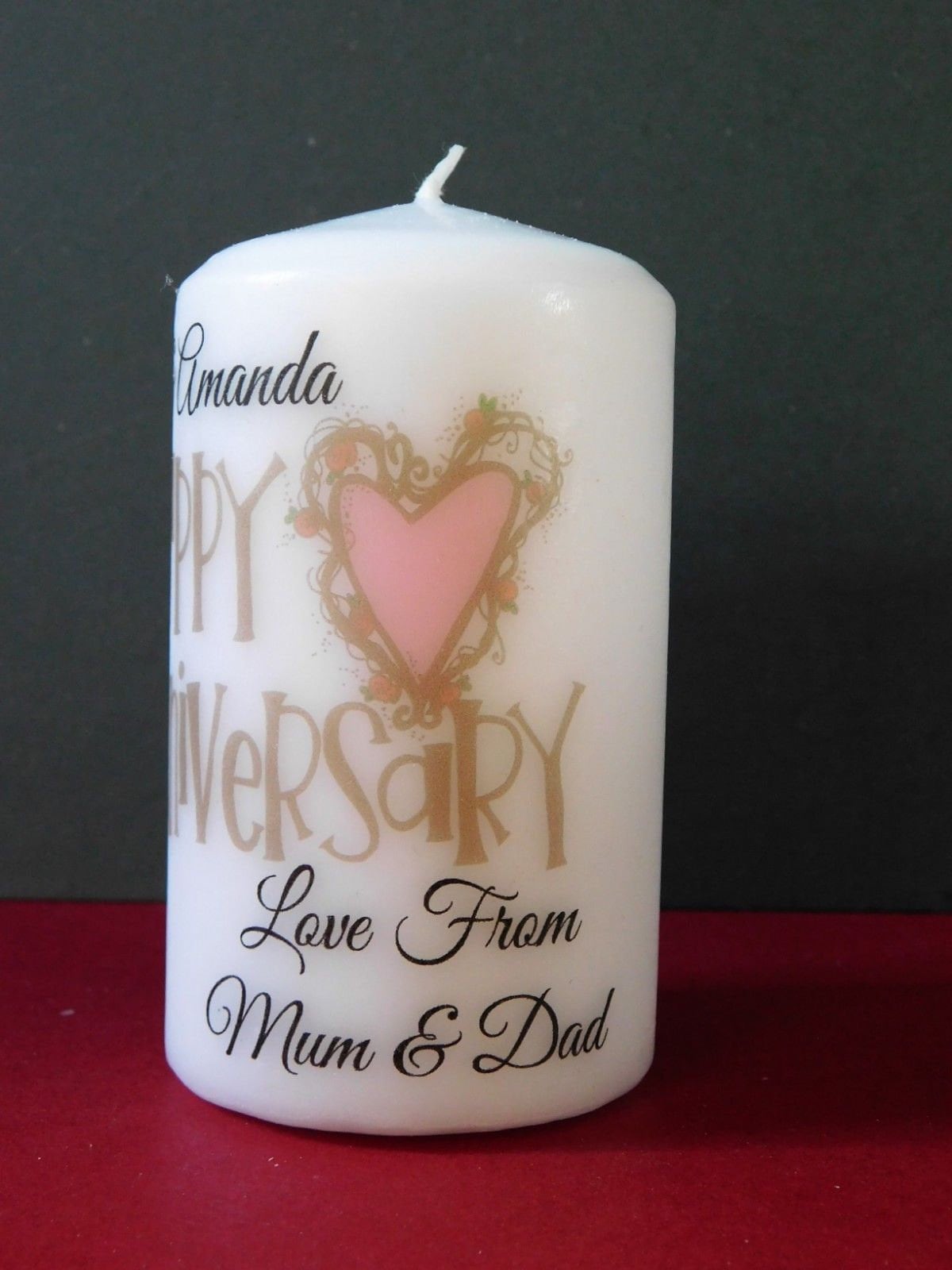 PERSONALISED VINTAGE ANNIVERSARY PILLAR CANDLE P003
