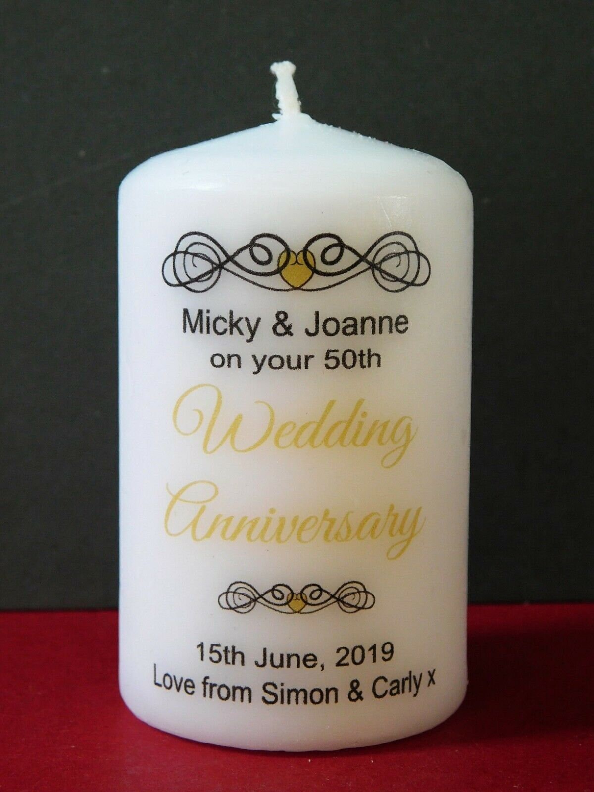 PERSONALISED WEDDING ANNIVERSARY PILLAR CANDLE P004