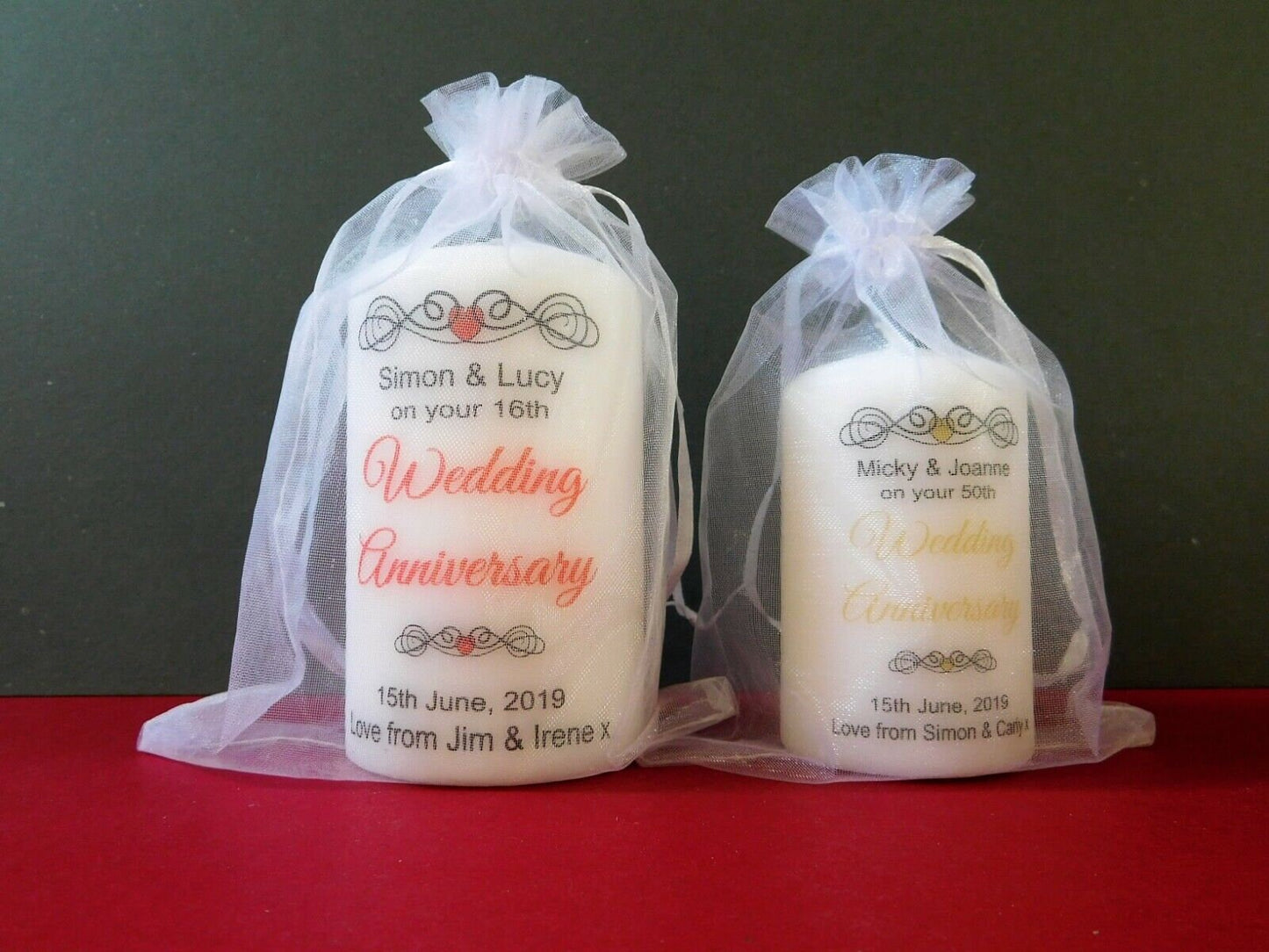PERSONALISED WEDDING ANNIVERSARY PILLAR CANDLE P004