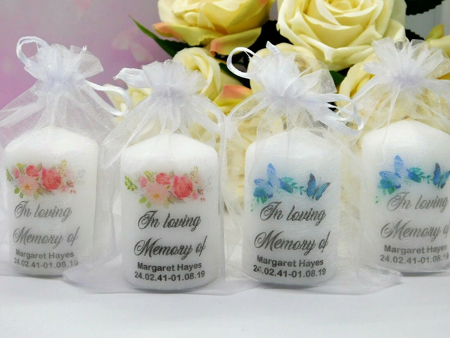 PERSONALISED 6CM MEMORIAL CANDLE FAVOURS PK10 M025