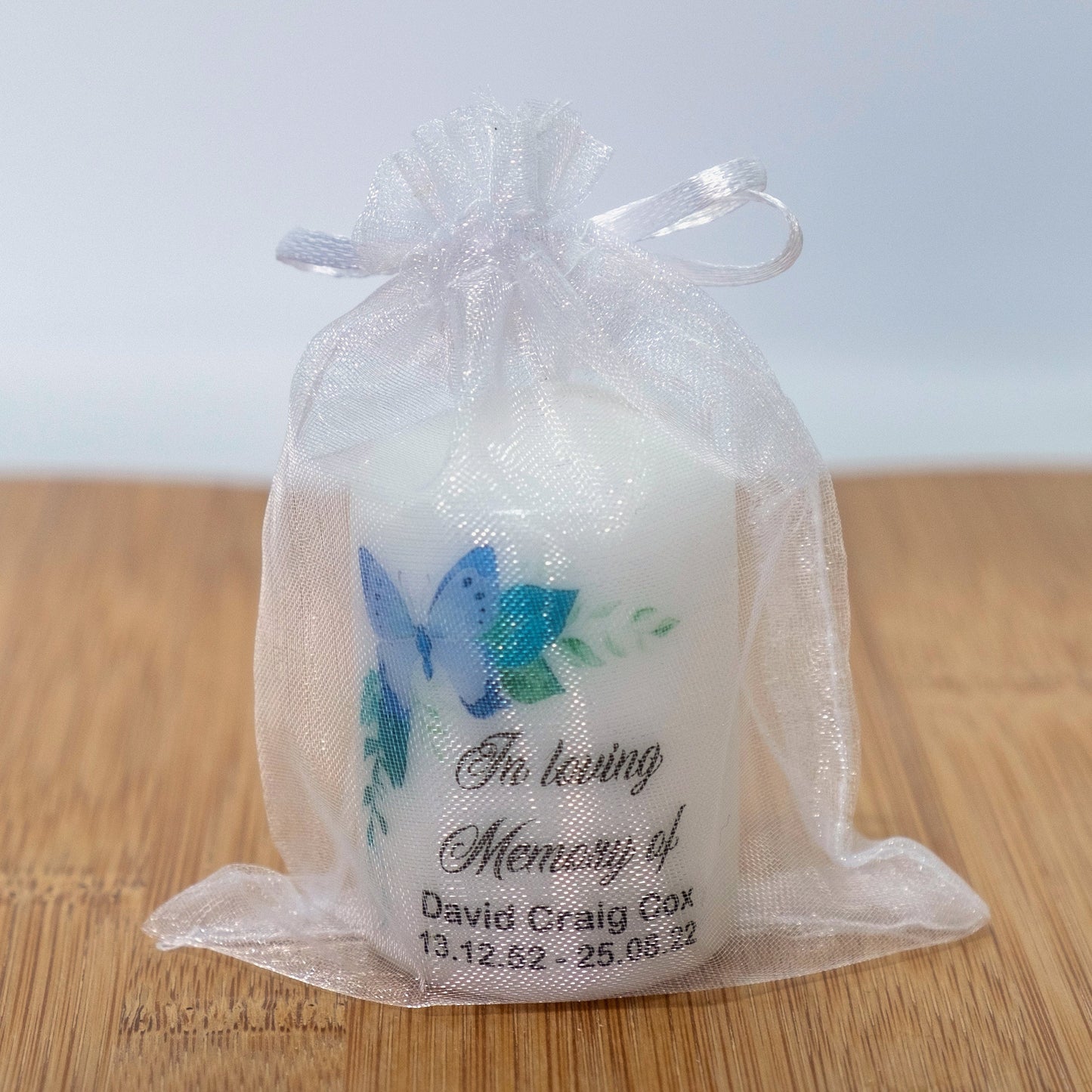 PERSONALISED PK10 6CM MEMORIAL BUTTERFLY CANDLES M043