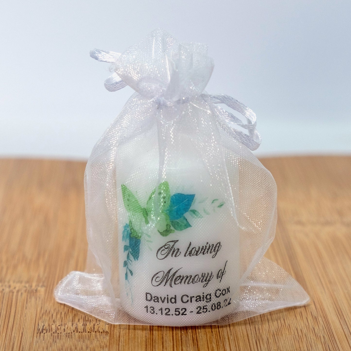 PERSONALISED PK10 6CM MEMORIAL BUTTERFLY CANDLES M043