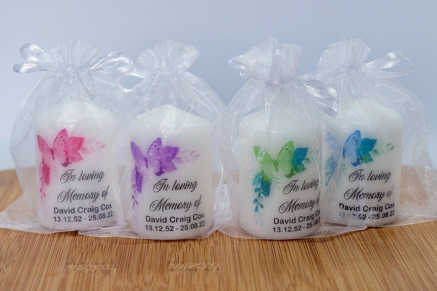 PERSONALISED PK10 6CM MEMORIAL BUTTERFLY CANDLES M043