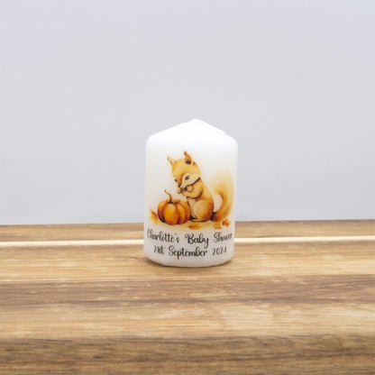 PERSONALISED 6CM RUSTIC WOODLAND ANIMALS CANDLE FAVOURS M006