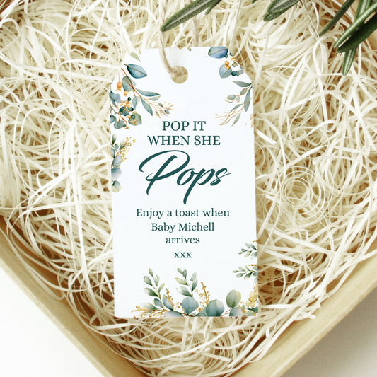 PERSONALISED EUCALYPTUS "POP IT" THANK YOU TAGS T006