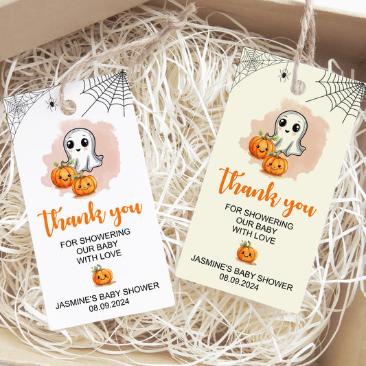 PERSONALISED PK10 HALLOWEEN BABY SHOWER FAVOUR TAGS T055