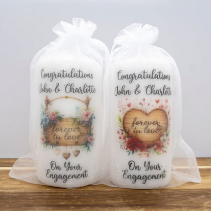 PERSONALISED 12CM VINTAGE ENGAGEMENT CANDLE P005