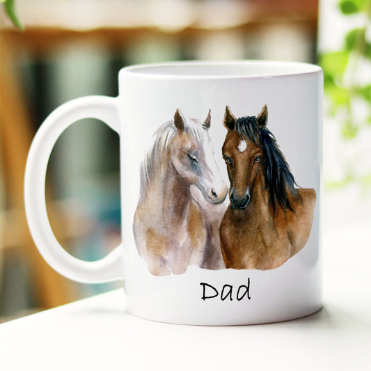 PERSONALISED WATERCOLOUR HORSES MUG AND COASTER - MG033