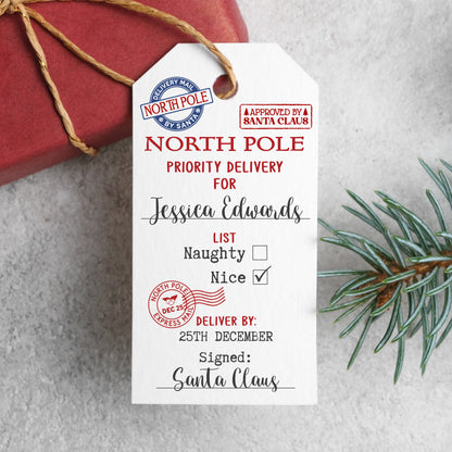 PERSONALISED "SPECIAL DELIVERY" CHRISTMAS GIFT TAGS PK10 T014