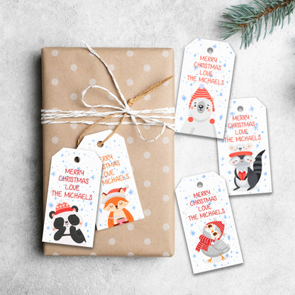 PERSONALISED CUTE ANIMAL CHRISTMAS TAGS T003