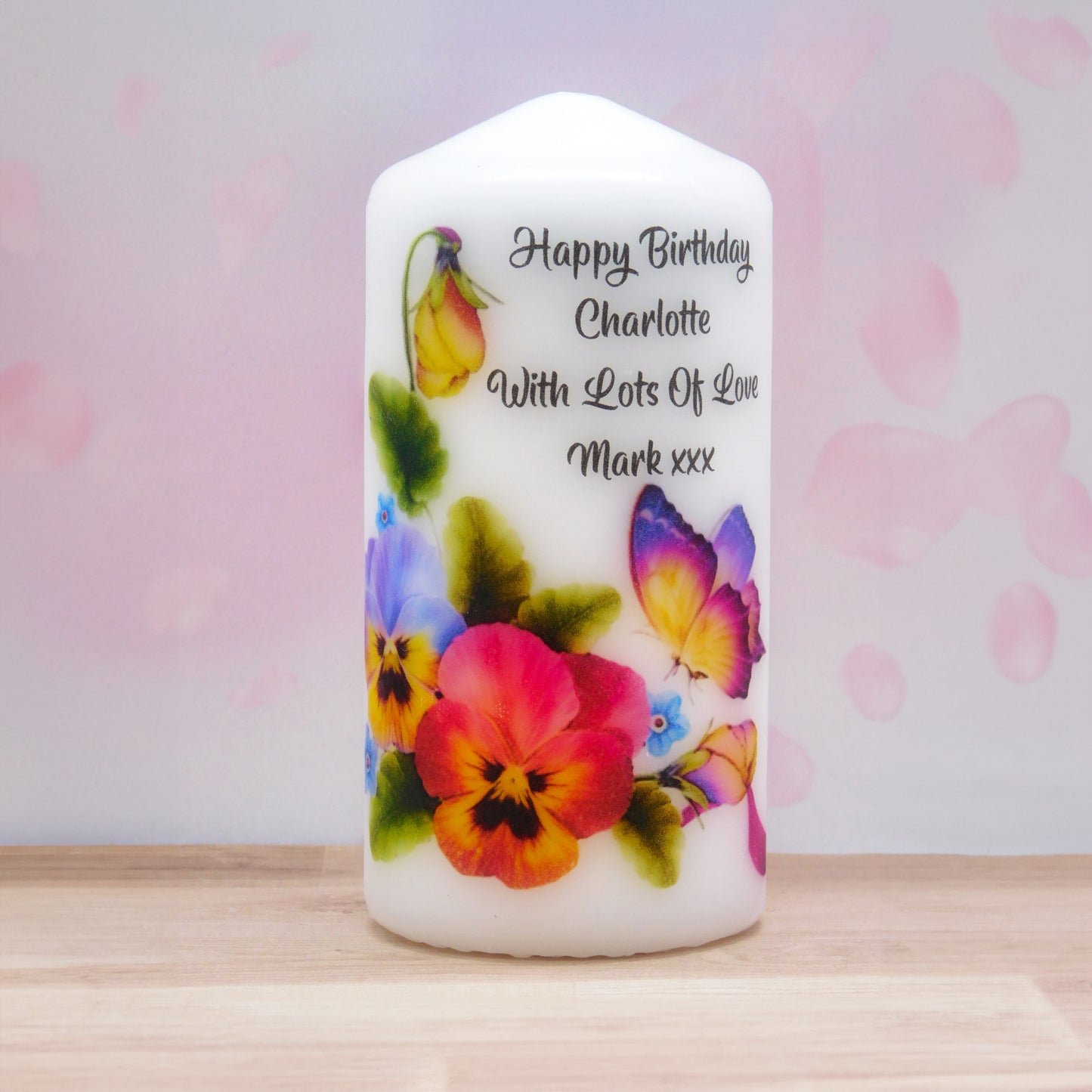 PERSONALISED BUTTERFLY CANDLE CHOICE OF 6 DESIGNS P015