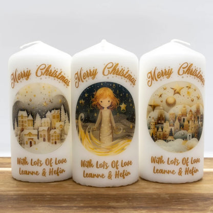 PERSONALISED GOLD TRADITIONAL CHRISTMAS CANDLE P029