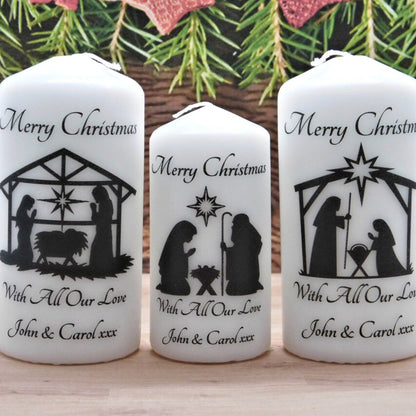 PERSONALISED NATIVITY CHRISTMAS CANDLE P020