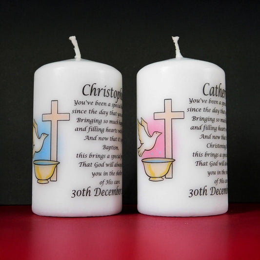 PERSONALISED CHRISTENING, BAPTISM CANDLE P043