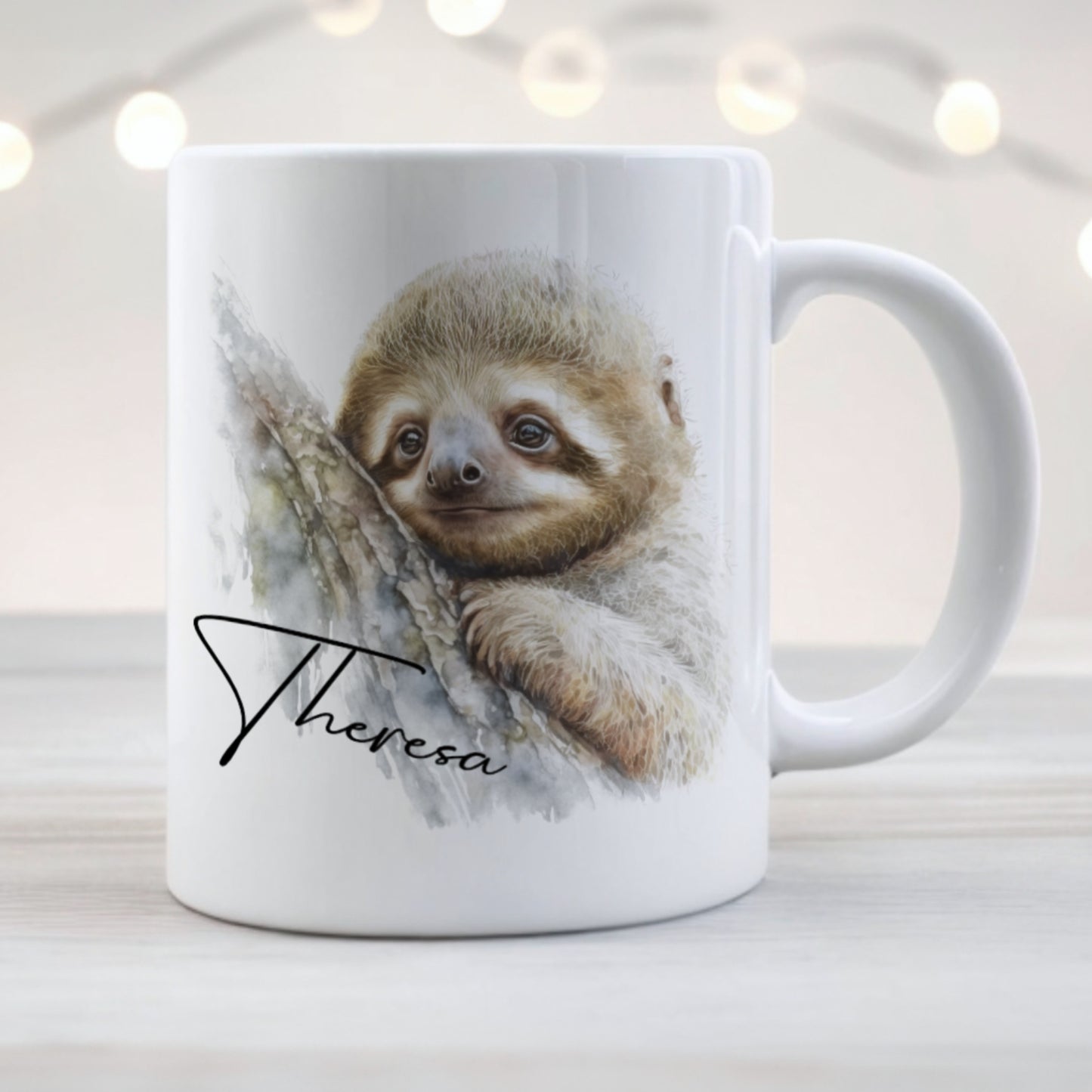 PERSONALISED WATERCOLOUR SLOTH MUG MG081
