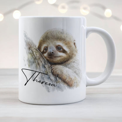 PERSONALISED WATERCOLOUR SLOTH MUG MG081