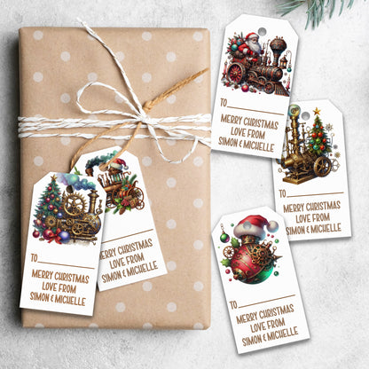 PERSONALISED STEAMPUNK CHRISTMAS TAGS (PK10)