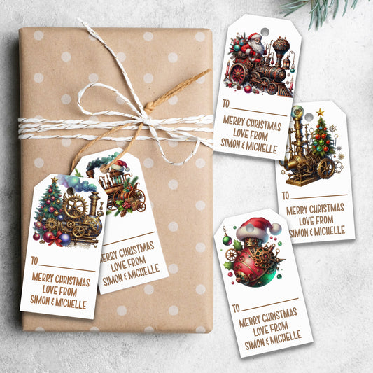 PERSONALISED STEAMPUNK CHRISTMAS TAGS (PK10)