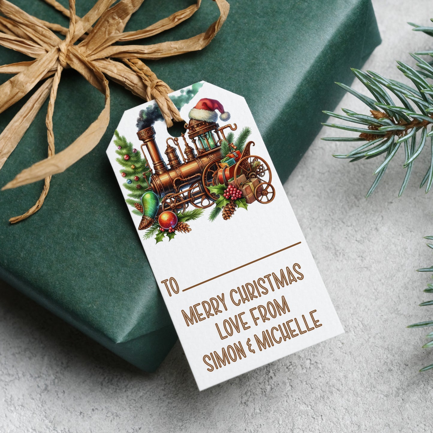 PERSONALISED STEAMPUNK CHRISTMAS TAGS (PK10)