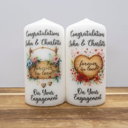PERSONALISED 12CM VINTAGE ENGAGEMENT CANDLE P005