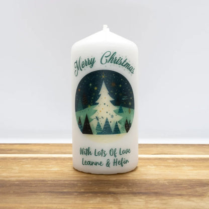 PERSONALISED TEAL TRADITIONAL CHRISTMAS CANDLE P028