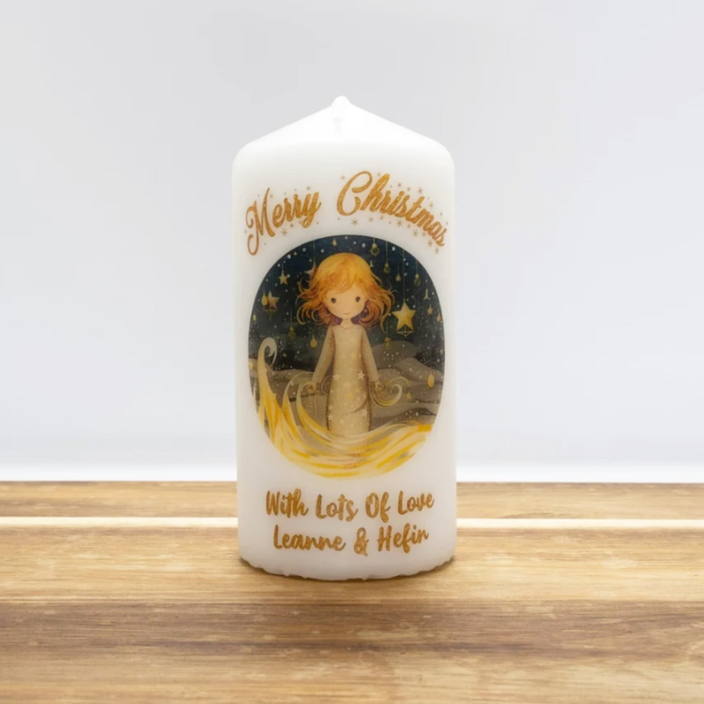 PERSONALISED GOLD TRADITIONAL CHRISTMAS CANDLE P029