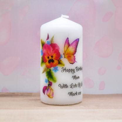 PERSONALISED BUTTERFLY CANDLE CHOICE OF 6 DESIGNS P015