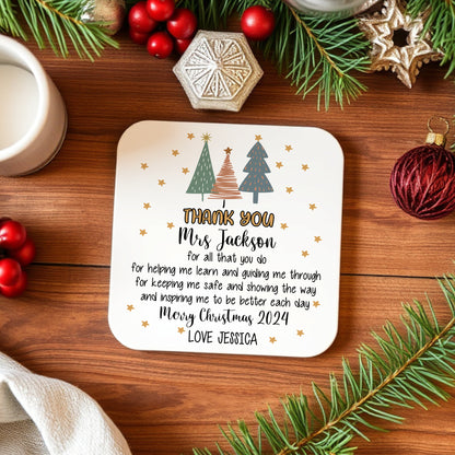 PERSONALISED TEACHER CHRISTMAS COASTER MG132