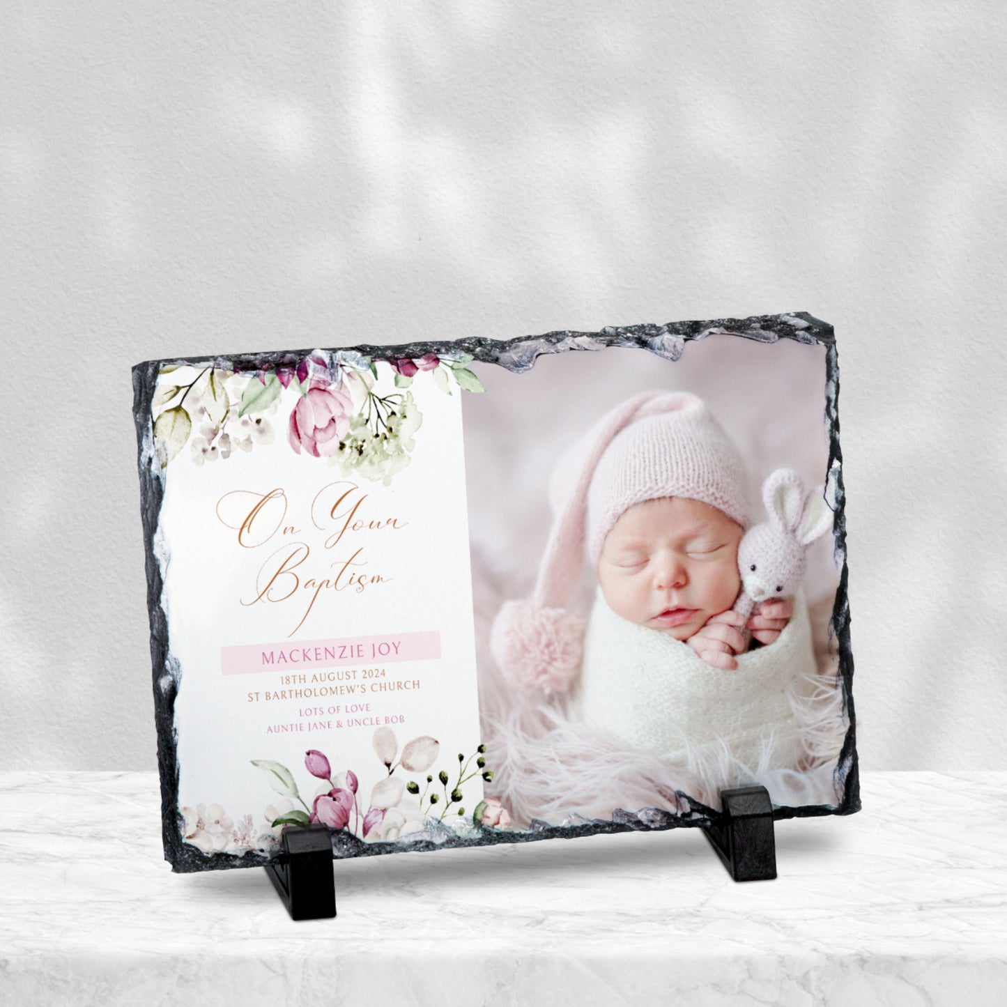 PERSONALISED BAPTISM PHOTO SLATE 19CM X 14CM SL033